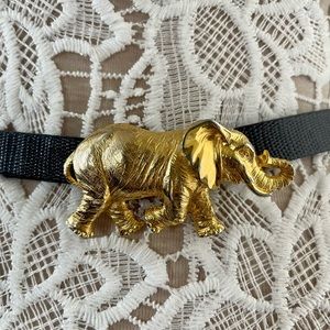 Vintage leather belt with gold buckle one size